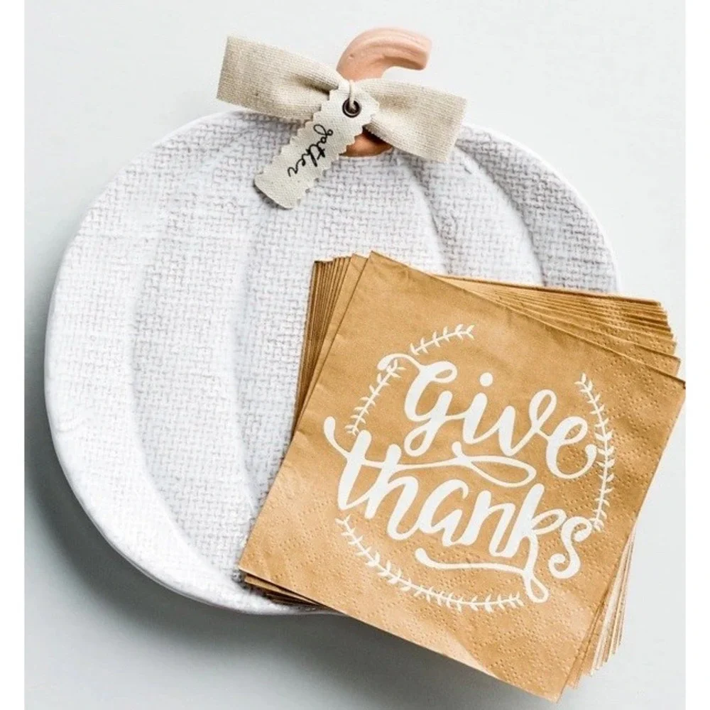 New Mudpie Pumpkin Hostess Platter Set-Pumpkin Serving Plate,‎ Napkins Farmhouse